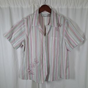 Alfred Dunner Pastel Striped Blouse with Butterfly Detail 12P